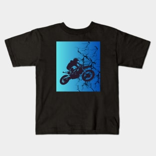 Cool dirt bike on a broken wall Kids T-Shirt